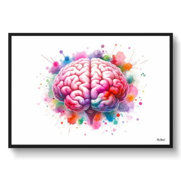 Brain Back Wall Art Print Watercolour Lobes Cerebral Cortex Neurology Medical Doctor Clinic Painting