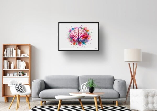 Brain Back Wall Art Print Watercolour Lobes Cerebral Cortex Neurology Medical Doctor Clinic Painting - Image 2