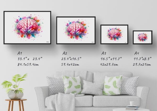 Brain Back Wall Art Print Watercolour Lobes Cerebral Cortex Neurology Medical Doctor Clinic Painting - Image 4