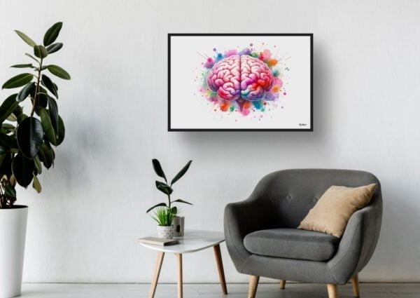 Brain Back Wall Art Print Watercolour Lobes Cerebral Cortex Neurology Medical Doctor Clinic Painting - Image 3