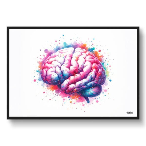 Brain Side Wall Art Print Watercolour Lobes Cerebral Cortex Neurology Medical Doctor Clinic Painting