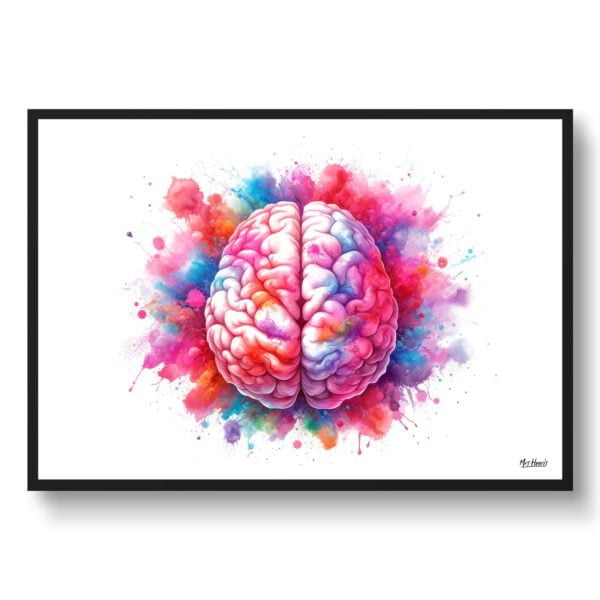 Brain Top Wall Art Print Watercolour Lobes Cerebral Cortex Neurology Medical Doctor Clinic Painting