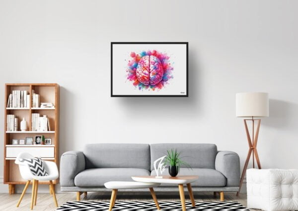 Brain Top Wall Art Print Watercolour Lobes Cerebral Cortex Neurology Medical Doctor Clinic Painting - Image 2