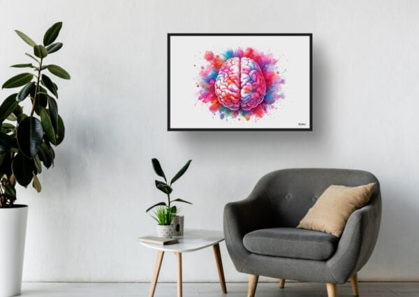 Brain Top Wall Art Print Watercolour Lobes Cerebral Cortex Neurology Medical Doctor Clinic Painting - Image 3