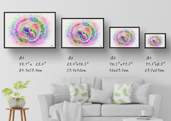 dream watercolour cell division print size comparison