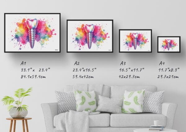 dream watercolour dental implant print size comparison