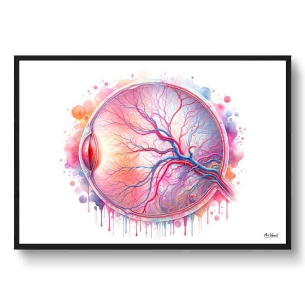 dream watercolour eye anatomy retina front view