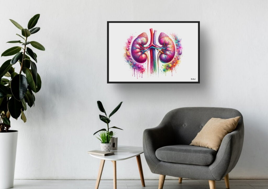 Kidneys and adrenal glands Wall Art Print Watercolour Endocrine System ...