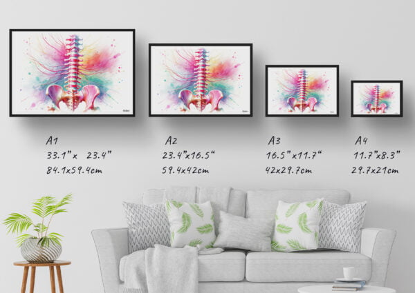 dream watercolour lumbar plexus nerves print size comparison