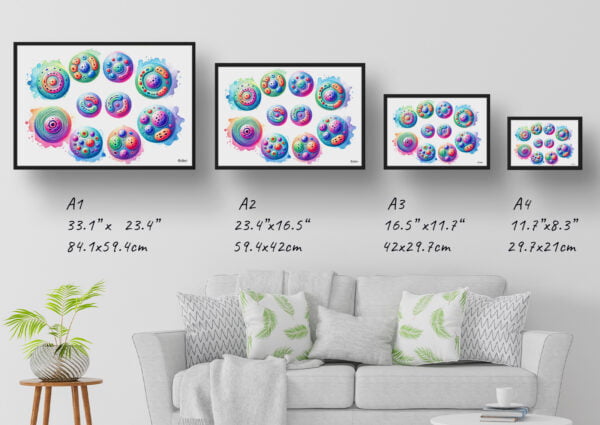 dream watercolour mitosis cell division cycle print size comparison