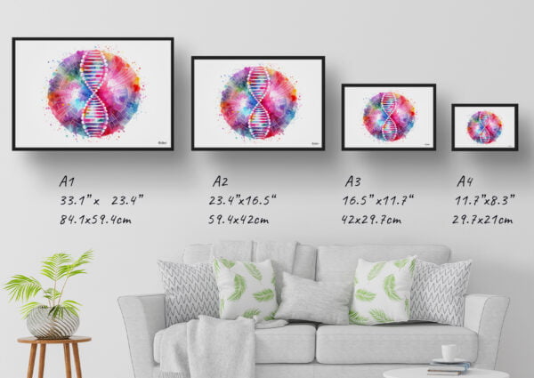 dream watercolour single genome map print size comparison