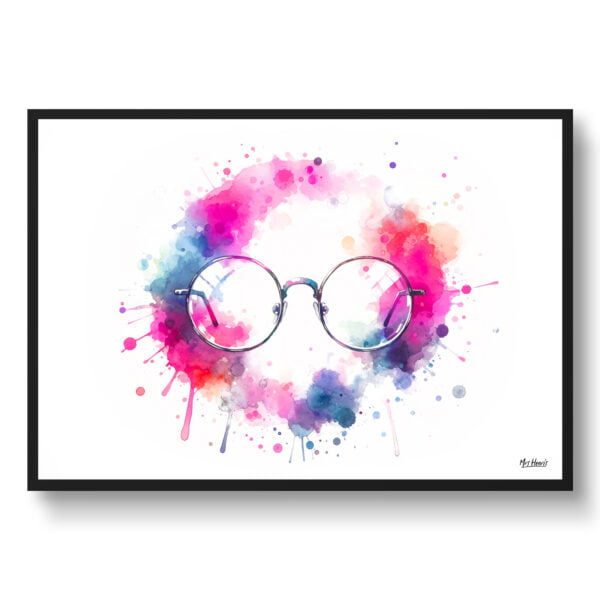 dream watercolour small round glasses front view