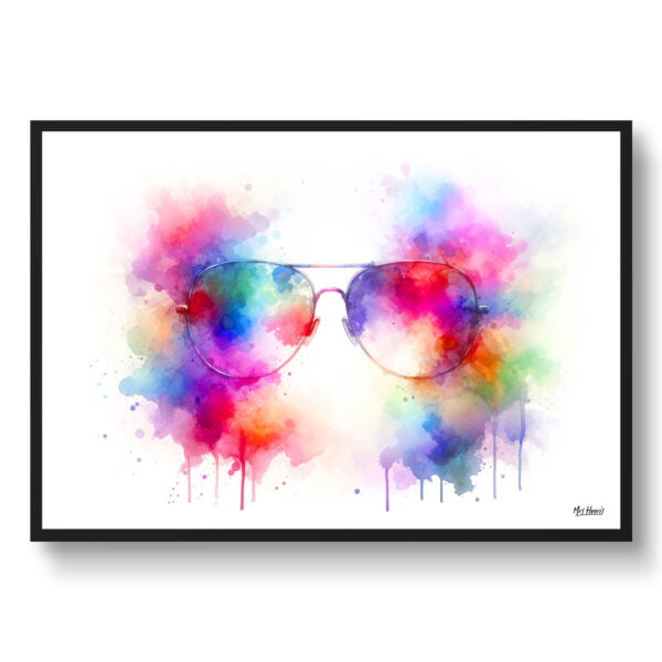 Tall aviator glasses Wall Art Print Watercolour Eyeglasses Optometry Ophthalmology Medical Doctor Clinic Painting