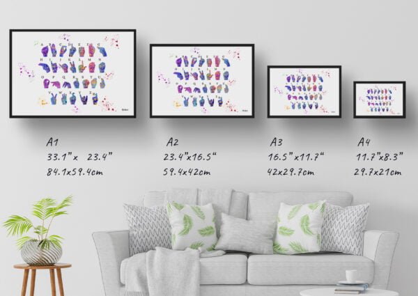 medical splash sign language print size comparison