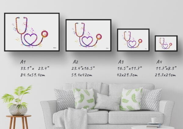 medical splash stethoscope print size comparison