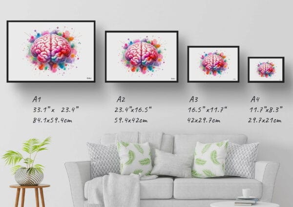 Brain Back Wall Art Print Watercolour Lobes Cerebral Cortex Neurology Medical Doctor Clinic Painting - Image 12