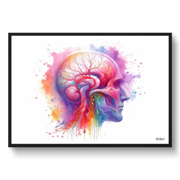 dream watercolour cranial nerves front view 1