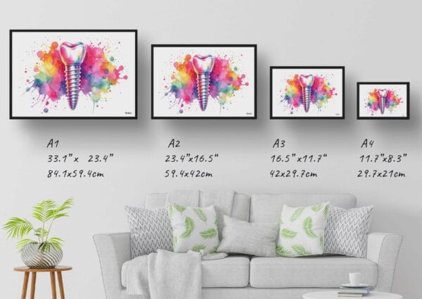 dream watercolour dental implant print size comparison 1