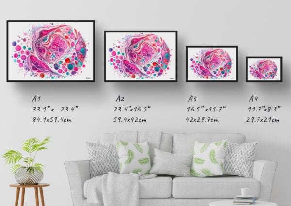 dream watercolour micrograph of follicular thyroid carcinoma circular print size comparison 1