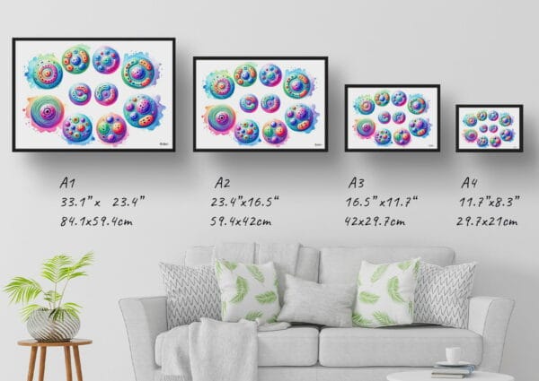 dream watercolour mitosis cell division cycle print size comparison 1