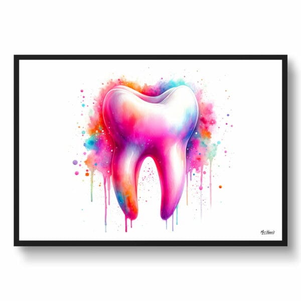 dream watercolour molar tooth front view 1