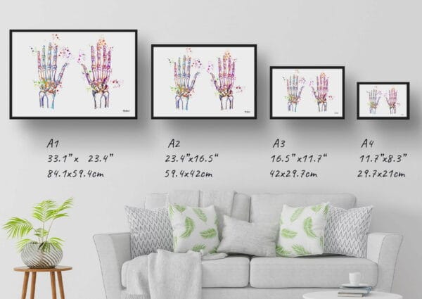 medical splash hands print size comparison