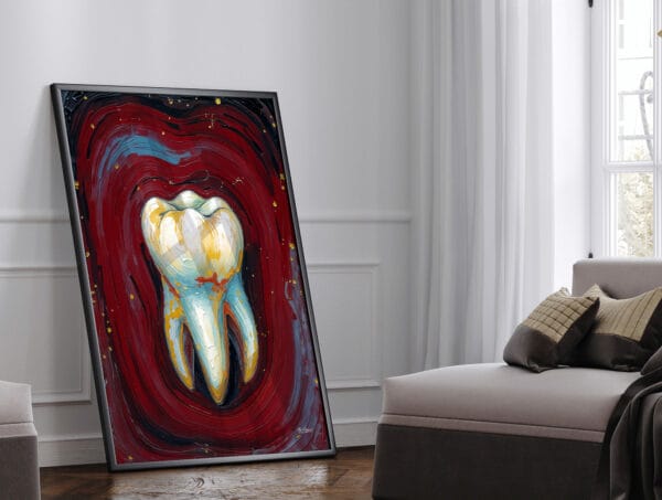 Crimson Impressionism Molar Print - Dentist Wall Art - Image 2