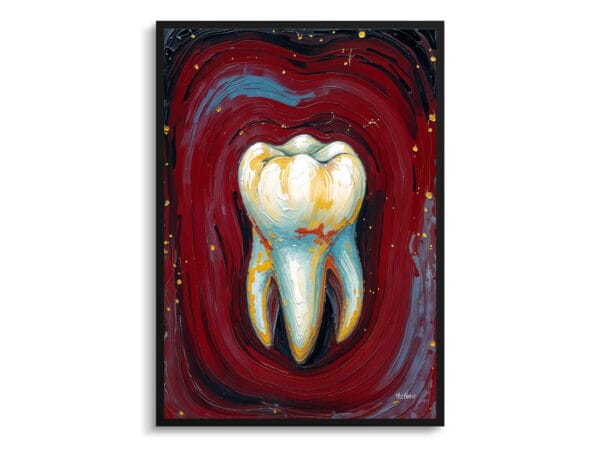 Crimson Impressionism Molar Print - Dentist Wall Art