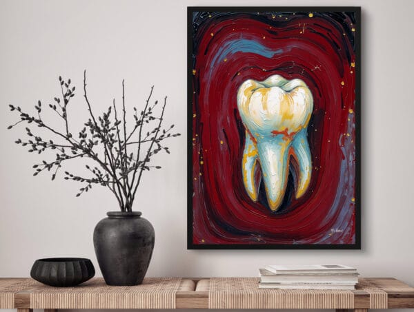 Crimson Impressionism Molar Print - Dentist Wall Art - Image 3