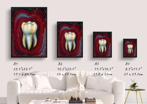 Crimson Impressionism Molar Print - Dentist Wall Art - Image 4